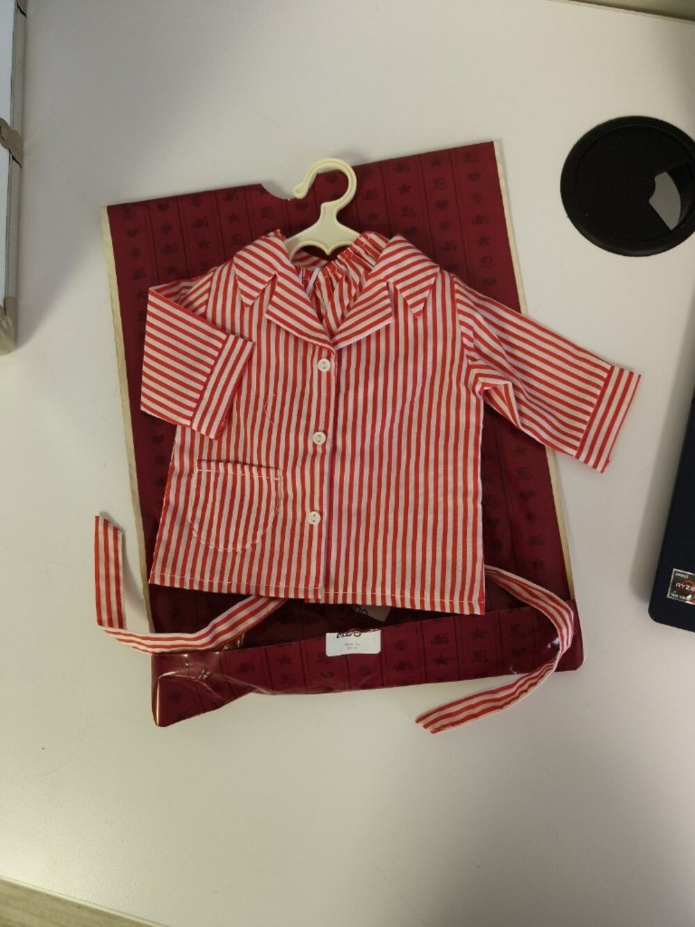 Vintage Pleasant Company American Girl Doll Molly Red Striped Pajamas w/ Hanger